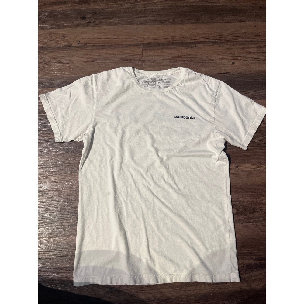 Patagonia Organic Cotton Slim‎ Fit T Shirt White Men's Size Small